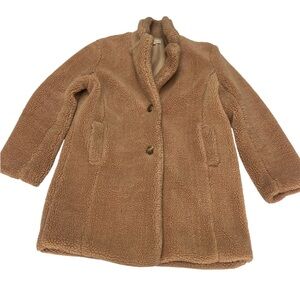 Women's Camel Faux Shearling Pea Coat